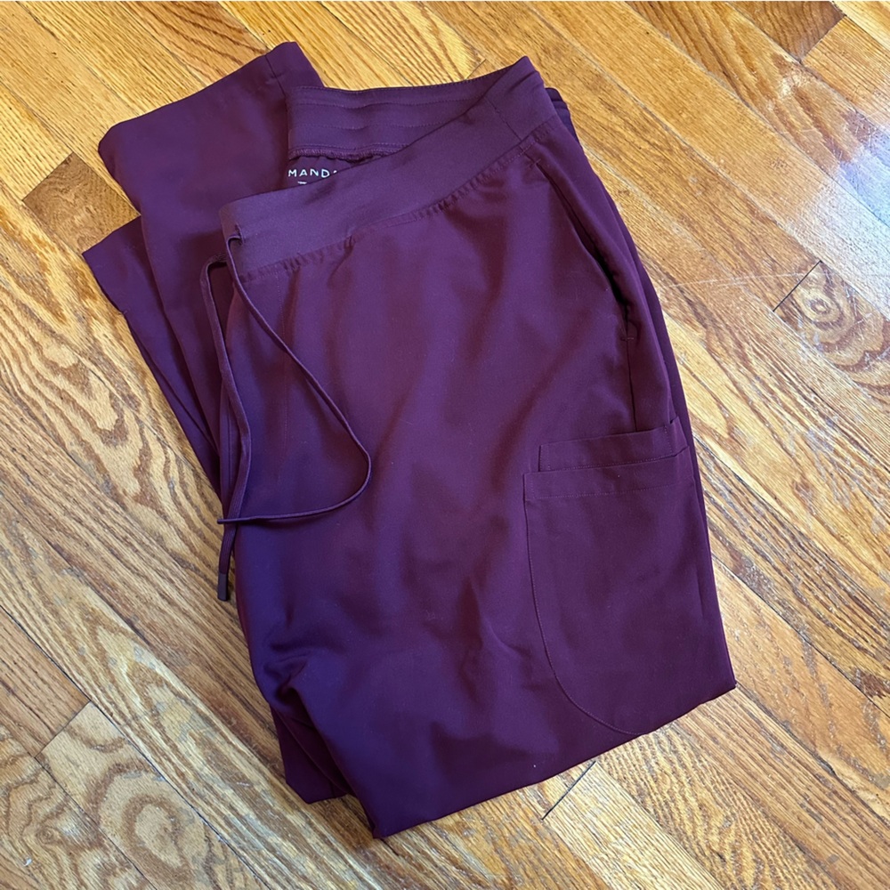 Mandala- 6 Pocket Slim Scrub pants- Wine